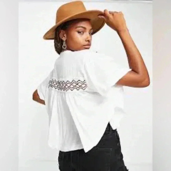 Free People Embroidered White Market Tee - Picture 5 of 11